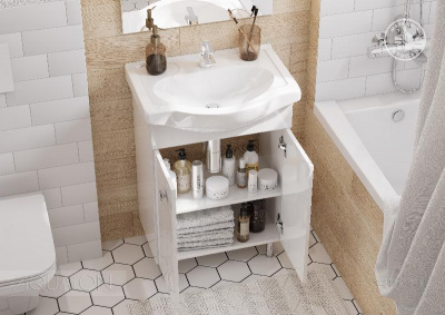 Тумба под раковину AQUATON Фиджи 60 белый 1A179601FG010 фото в интернет-магазине Русалия