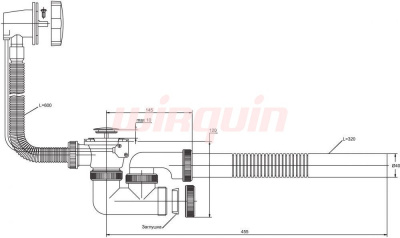 Слив-перелив полу-автоматический для ванны Универсал 30982476 Wirquin фото в интернет-магазине Русалия