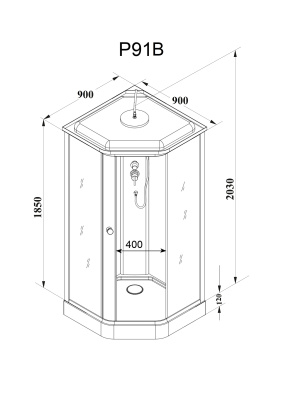 Кабина P91B душевая PARLY   90х90х215 см фото в интернет-магазине Русалия