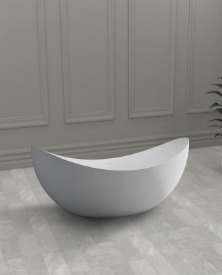 Ванна из искусственного камня ABBER Stein AS9633 белая матовая 180х80х75 см фото в интернет-магазине Русалия