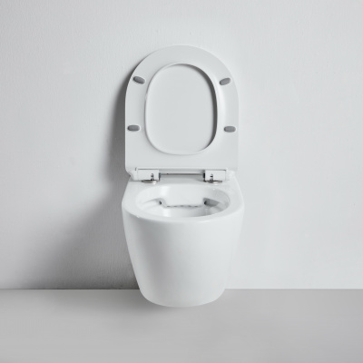 BOND F01-10 Унитаз подвесной безободковый белый с сиденьем с микролифтом фото в интернет-магазине Русалия