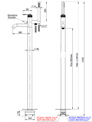 Смеситель для ванны Remer Atelier AL08BG, золото брашированное фото в интернет-магазине Русалия