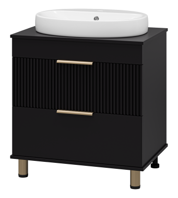 Тумба Enfida 70 (черная) с раковиной Ekokerama Doppia 65 Brevita фото в интернет-магазине Русалия