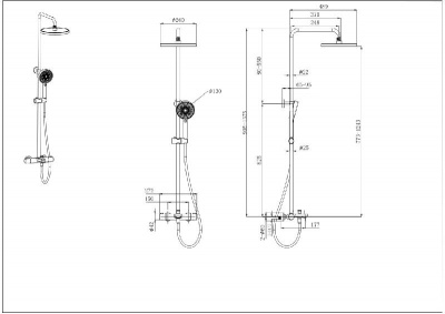Термостатическая душевая система 3jet 260мм AQUATEK AQ2043CR фото в интернет-магазине Русалия
