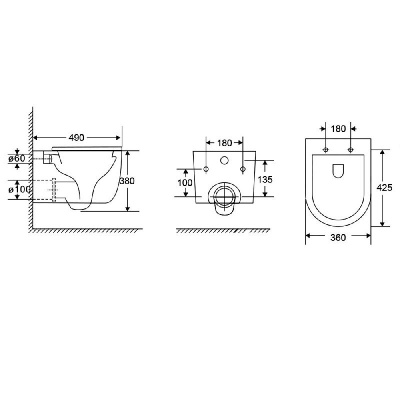 AQM2013PRO Унитаз подвесной сиденье SoftClose, технология смыва Invisible, скрыт крепеж. 490х360х380 AQUAme фото в интернет-магазине Русалия