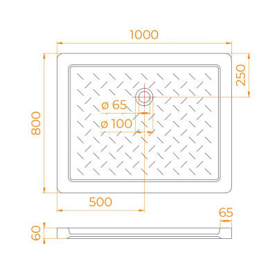 Душевой поддон керамический прямоугольник 800x1000 фото в интернет-магазине Русалия