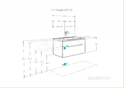 Тумба под раковину AQUATON Мадрид 80 М 1 ящик белый 1A126801MA010 фото в интернет-магазине Русалия