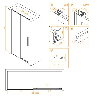 Душевая дверь RGW SV-12 1400, стекло прозрачное, профиль хром фото в интернет-магазине Русалия