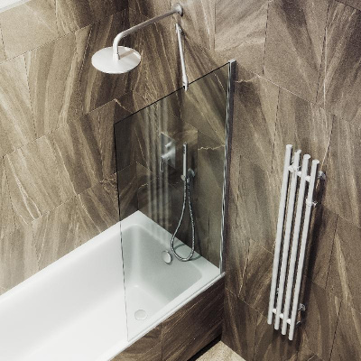 Неподвижная шторка для ванны в широком профиле 60 см, стекло прозрачное, профиль хром матовый MGV-59-5ш Maybah Glass фото в интернет-магазине Русалия