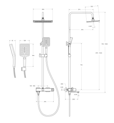 Душевая стойка со смесителем и изливом  ARDENTE-VSCM-CRM  Belbagno фото в интернет-магазине Русалия