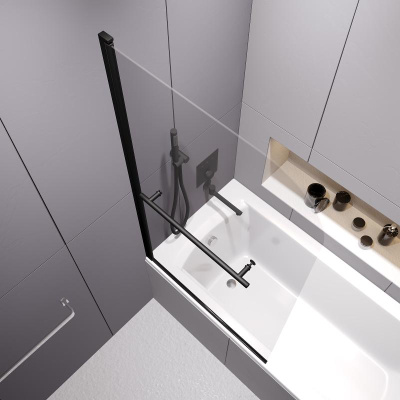 Шторка на ванну RGW SC-114B, стекло прозрачное, профиль черный фото в интернет-магазине Русалия