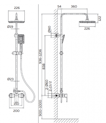 Душевая система Lamberto 030103 NeOp AltroBagno фото в интернет-магазине Русалия
