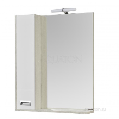 Зеркальный шкаф AQUATON Бекка PRO 70 белый, дуб сомерсет 1A214702BAC20 фото в интернет-магазине Русалия