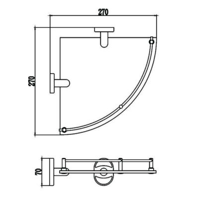 Полка угловая стеклянная Savol S-007073, хром фото в интернет-магазине Русалия
