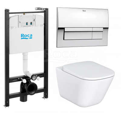 Комплект инсталляция с кнопкой и подвесной унитаз Gap Rimless 893104100 Roca фото в интернет-магазине Русалия