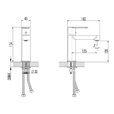 AQM6610MB Parma Смеситель для раковины однорычажный, Черный матовый AQUAme фото в интернет-магазине Русалия