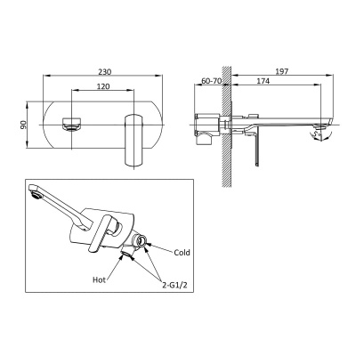 Смеситель для раковины Next VBFW-1N1MB встраиваемый однорычажный, черный Vincea фото в интернет-магазине Русалия