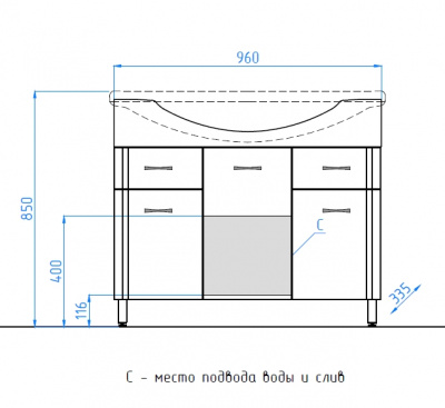 Тумба № 26 - 100 c раковиной Эльбрус 100 Эко Стандарт Style Line фото в интернет-магазине Русалия