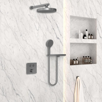 Душевой комплект VSFW-4I212RGM встраиваемый, двухрежимный, вороненая сталь Vincea фото в интернет-магазине Русалия