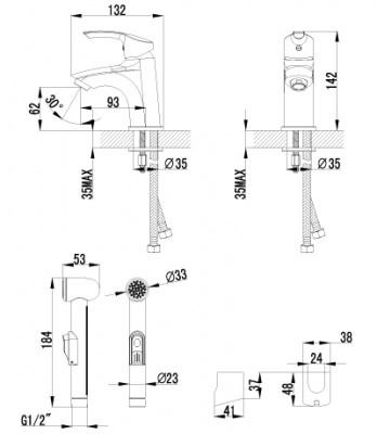 Смеситель для умывальника с гигиеническим гарнитуром plus Strike LM1116C Lemark фото в интернет-магазине Русалия