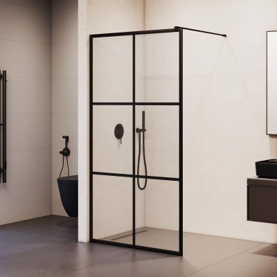 Душевая перегородка RGW WA-11B 1000, стекло с рисунком (шелкография), профиль черный фото в интернет-магазине Русалия