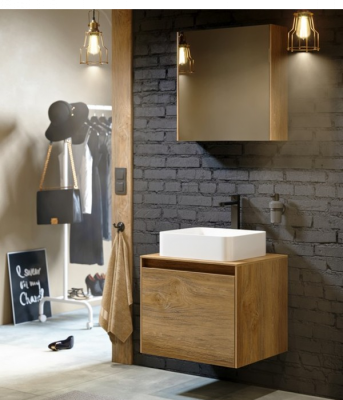 Зеркальный шкаф 60 см Mobi дуб балтийский MOB0406+MOB0717DB Aqwella фото в интернет-магазине Русалия