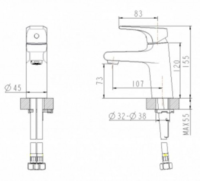 Смеситель для умывальника Vega F1119177CP Bravat фото в интернет-магазине Русалия