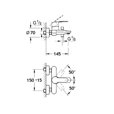 AQM P6112 AQUAme Prato Смеситель для ванны, хром, однорычажный. AQUAme фото в интернет-магазине Русалия