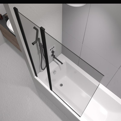 Шторка на ванну RGW SC-11B, стекло прозрачное, профиль черный фото в интернет-магазине Русалия