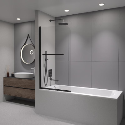 Шторка на ванну RGW SC-114B, стекло прозрачное, профиль черный фото в интернет-магазине Русалия