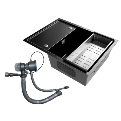 Кухонная мойка Ulgran Steel 680x500, вороненая сталь фото в интернет-магазине Русалия