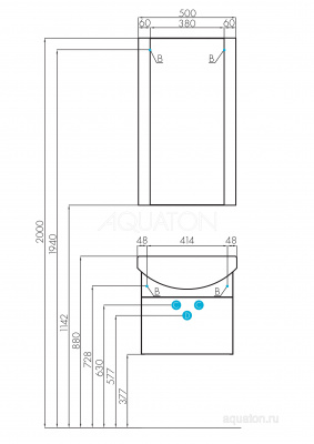 Зеркало AQUATON Ария 50 1A140102AA010 фото в интернет-магазине Русалия