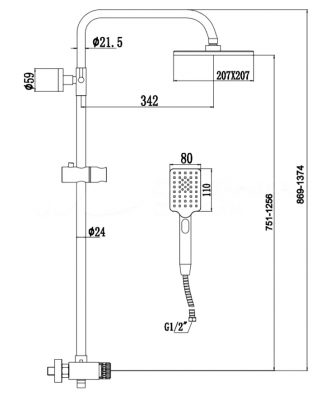 Душевая система S-602042H черный матовый Savol фото в интернет-магазине Русалия
