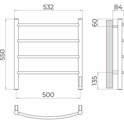 Полотенцесушитель электрический Terminus Классик П4 50х55 4670078544483 фото в интернет-магазине Русалия