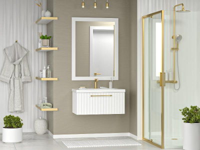 Тумба Alicante 80 подвесная (белая) с раковиной Днепрокерамика Этна 80 Brevita фото в интернет-магазине Русалия