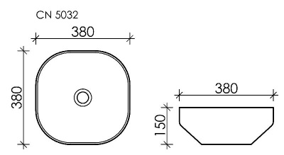 Умывальник чаша накладная квадратная Element 380*380*150мм CN5032 Ceramica Nova фото в интернет-магазине Русалия