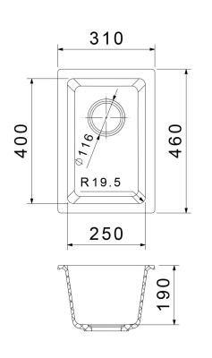 245 BERKANA подст.монтаж 1-чаш 305*455 antracite Rivelato фото в интернет-магазине Русалия