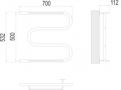 Водяной полотенцесушитель М-образный с/п (1") 500х700 4620768880353 Terminus фото в интернет-магазине Русалия
