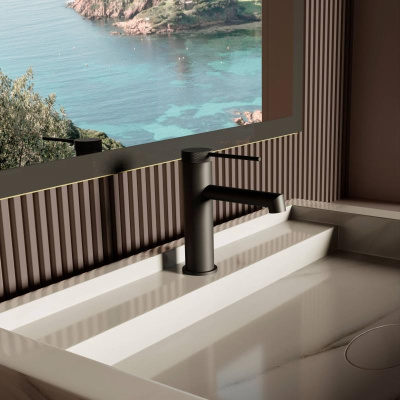 Смеситель для раковины Rim VBF-2RM1MB однорычажный, матовый черный Vincea фото в интернет-магазине Русалия