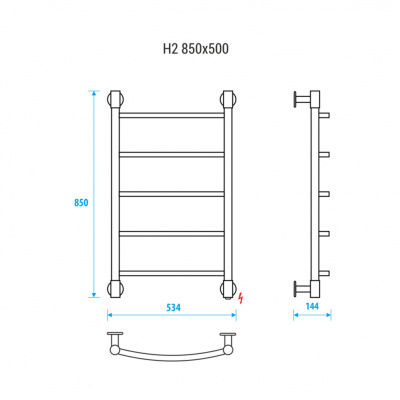 Полотенцесушитель электрический H2 850*500 Energy фото в интернет-магазине Русалия