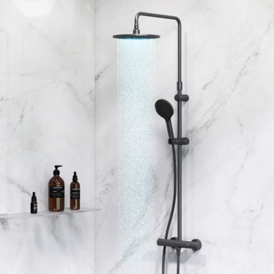 F0780422 Like,душ.система набор:см-ль д/душа термостат,верх.душ d220 мм, ручной душ 120 мм, 3 функци фото в интернет-магазине Русалия