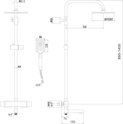 Душевая система с термостатом Savol S-GR90C1-A, хром фото в интернет-магазине Русалия