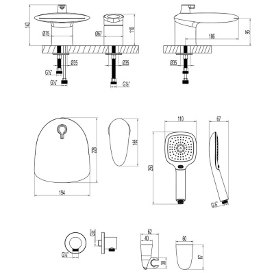 Смеситель Lemark Status на борт ванны (LM4447C) фото в интернет-магазине Русалия