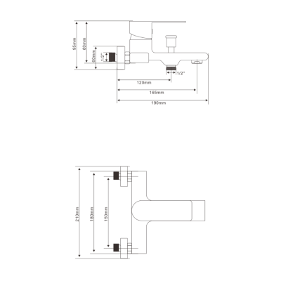 Смеситель для ванны OLIVE’S Economy CANTA хром (CN18201) фото в интернет-магазине Русалия