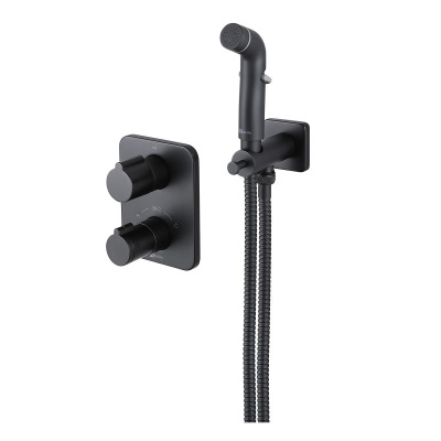 Смеситель Lemark Bronx с гигиеническим душем термостатический встраиваемый (LM3740BL) фото в интернет-магазине Русалия