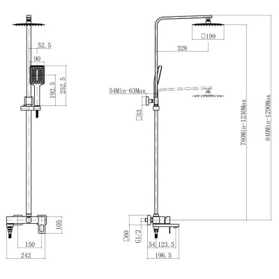 Душевая система FASHUN с тропическим и ручным душем (A52417C) фото в интернет-магазине Русалия