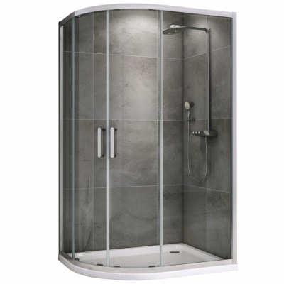 Душевой уголок ABBER Schwarzer Diamant AG01180 80х100 асимметричный, профиль хром, прозрачное стекло фото в интернет-магазине Русалия