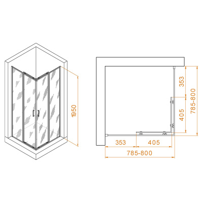 Душевой уголок RGW PA-030B 80х80, стекло - прозрачное, профиль черный фото в интернет-магазине Русалия
