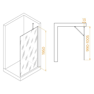 Душевая перегородка RGW WA-110 1000, стекло прозрачное, профиль хром фото в интернет-магазине Русалия