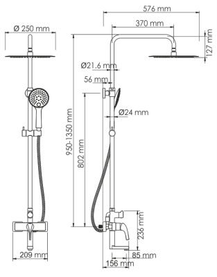 A17101 Душевой комплект со смесителем Wasserkraft фото в интернет-магазине Русалия